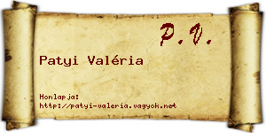 Patyi Valéria névjegykártya